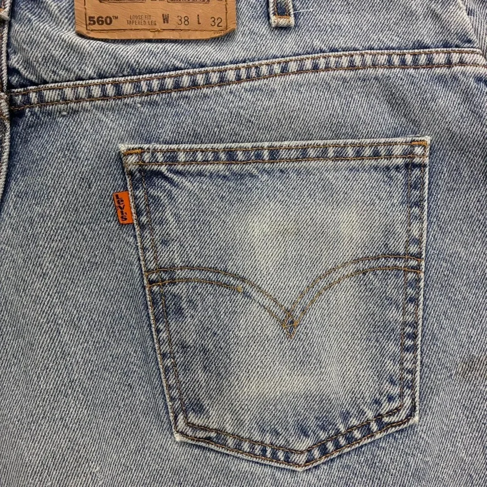 Levis 560 Orange Tab Vintage 90s Cutoff Denim Jorts Light Wash Mens 36